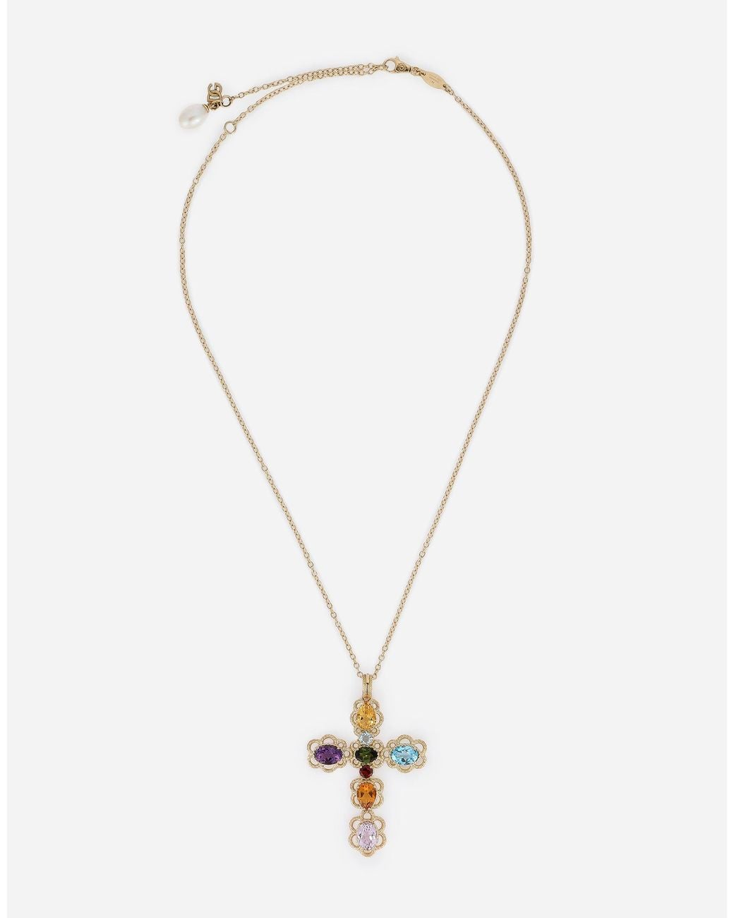 Dolce & Gabbana White Pendant 18-Carat And Multicolored Gems
