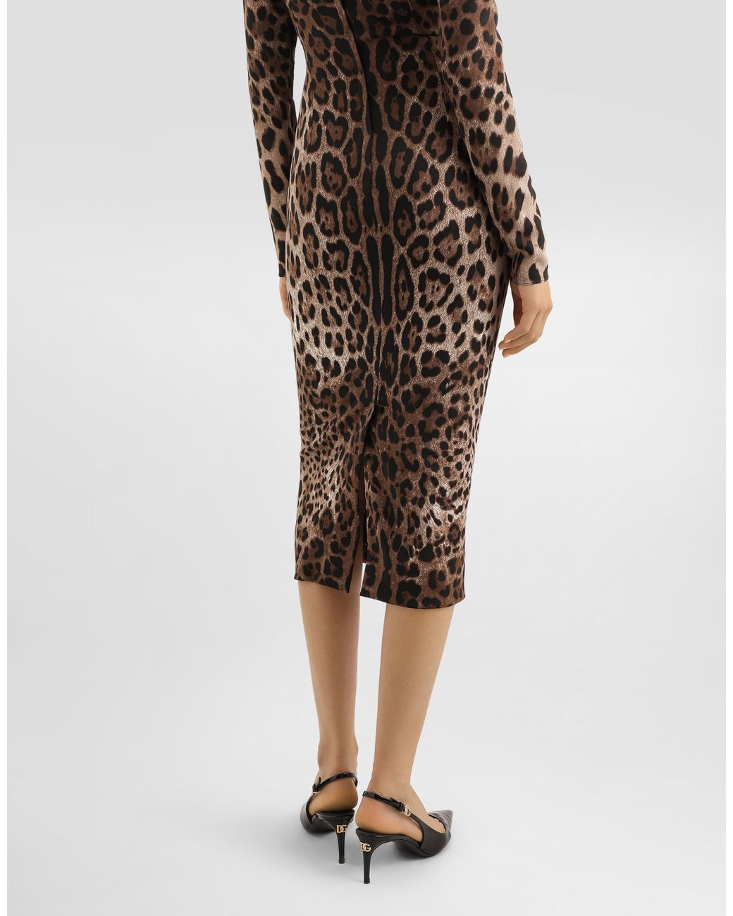 Dolce & Gabbana Multicolor Leopard- Fitted Dress