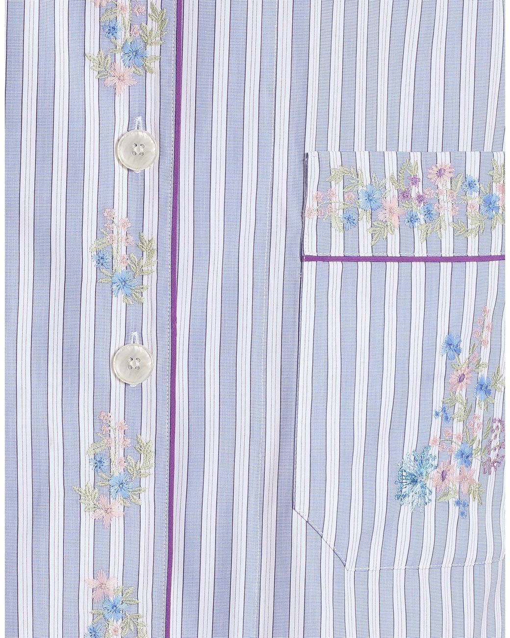 Dolce & Gabbana Blue Cotton Shirt With Flower Embroidery