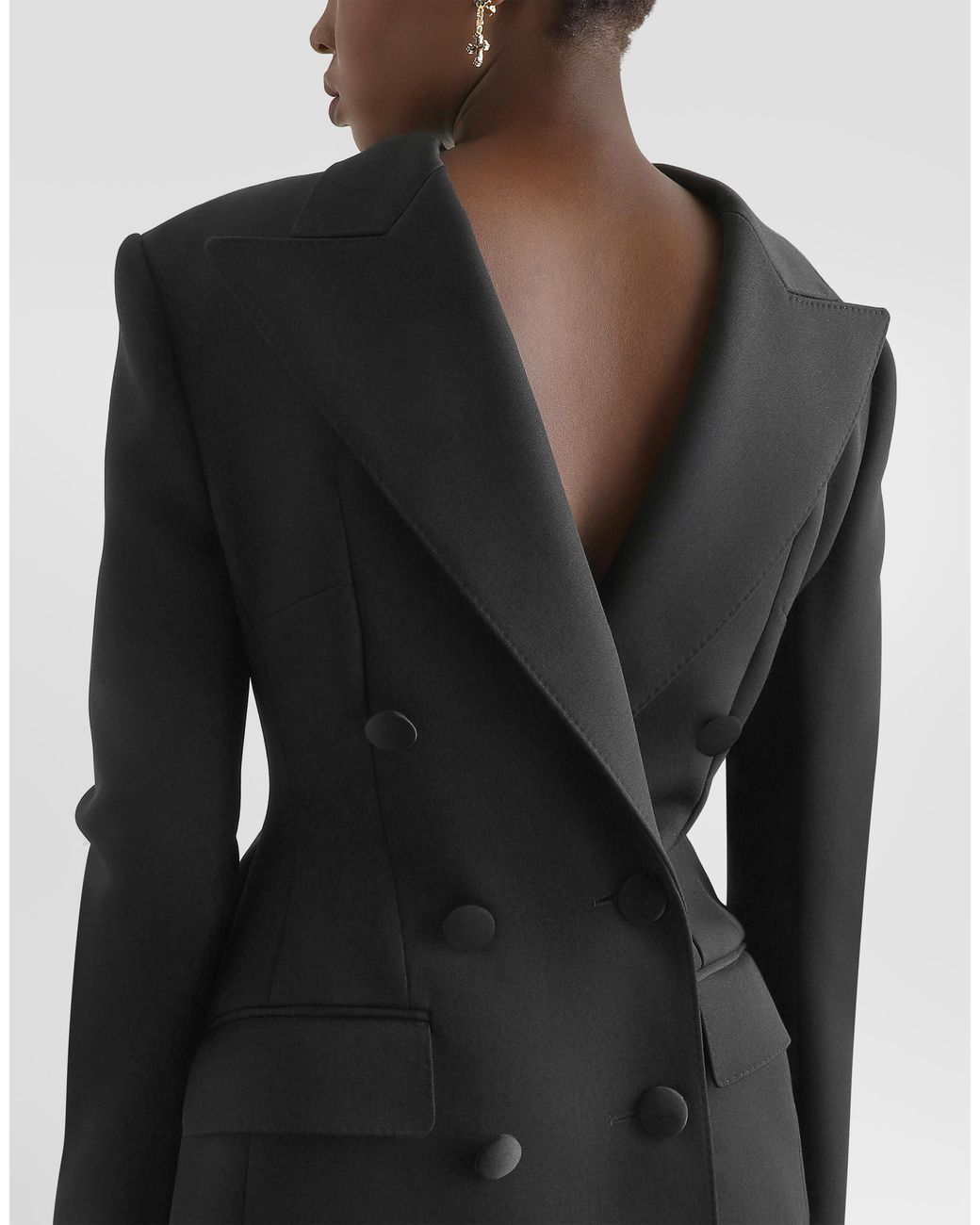 Dolce & Gabbana Black Wool Grain Poudré Coat