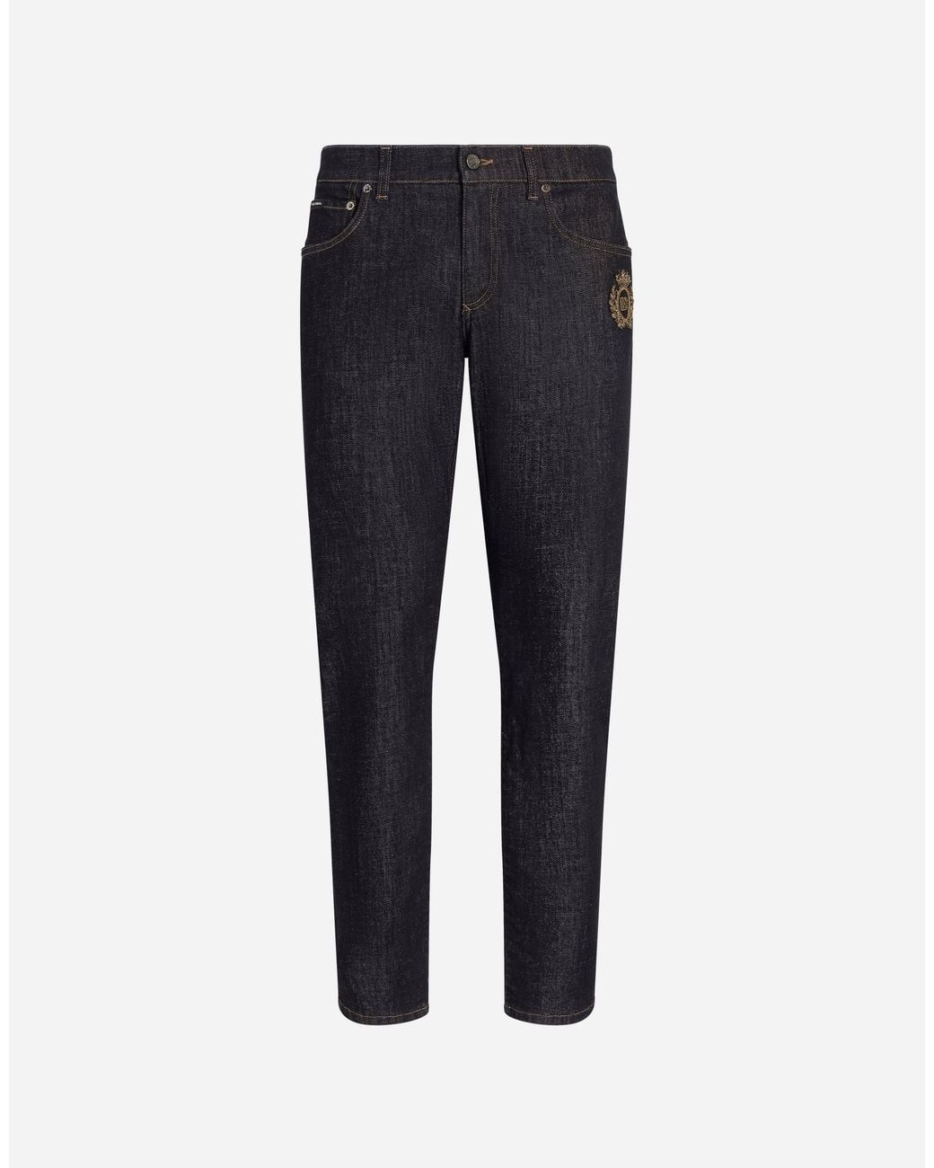 Dolce & Gabbana Blue Denim Embroidered Jeans for men