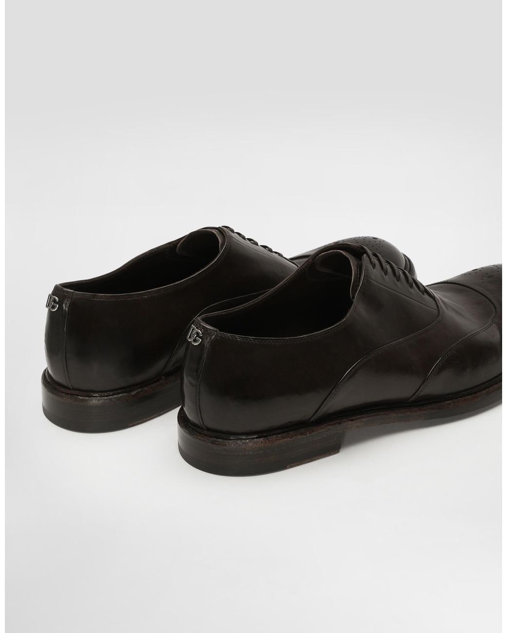 Dolce & Gabbana White Washed Calfskin Laced Shoes for men