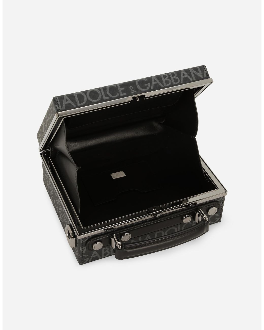 Dolce & Gabbana Black Coated Jacquard Box Bag for men