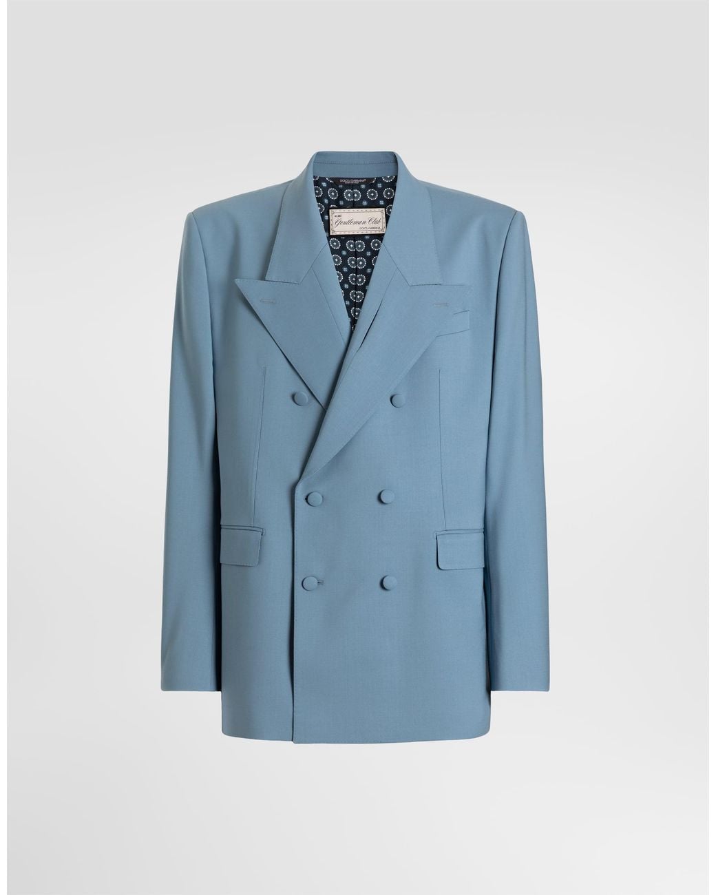 Dolce & Gabbana Blue Double-Breasted Sinatra Wool Gabardine Jacket for men