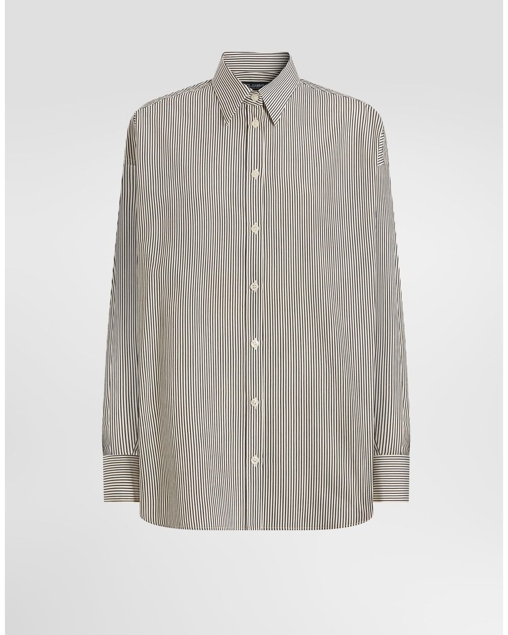 Dolce & Gabbana Gray Striped Poplin Shirt