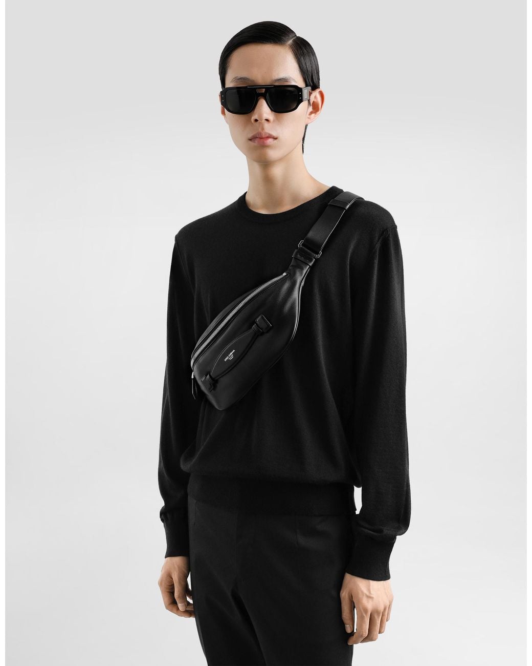 Dolce & Gabbana Gürteltasche Aus Kalbsnappaleder in Black für Herren