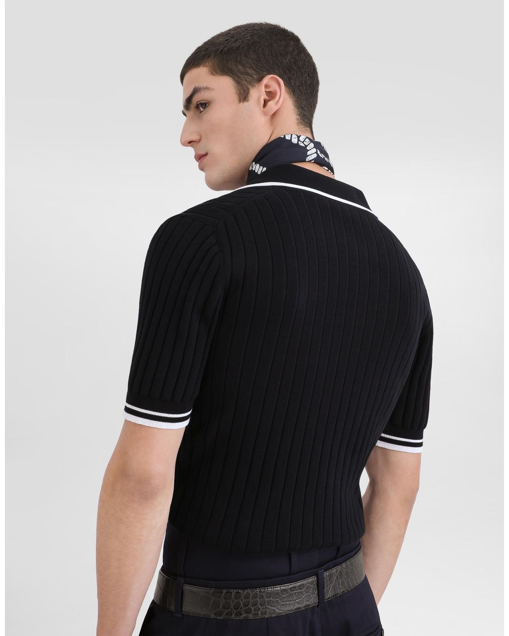 Dolce & Gabbana Black Cotton Polo Shirt for men