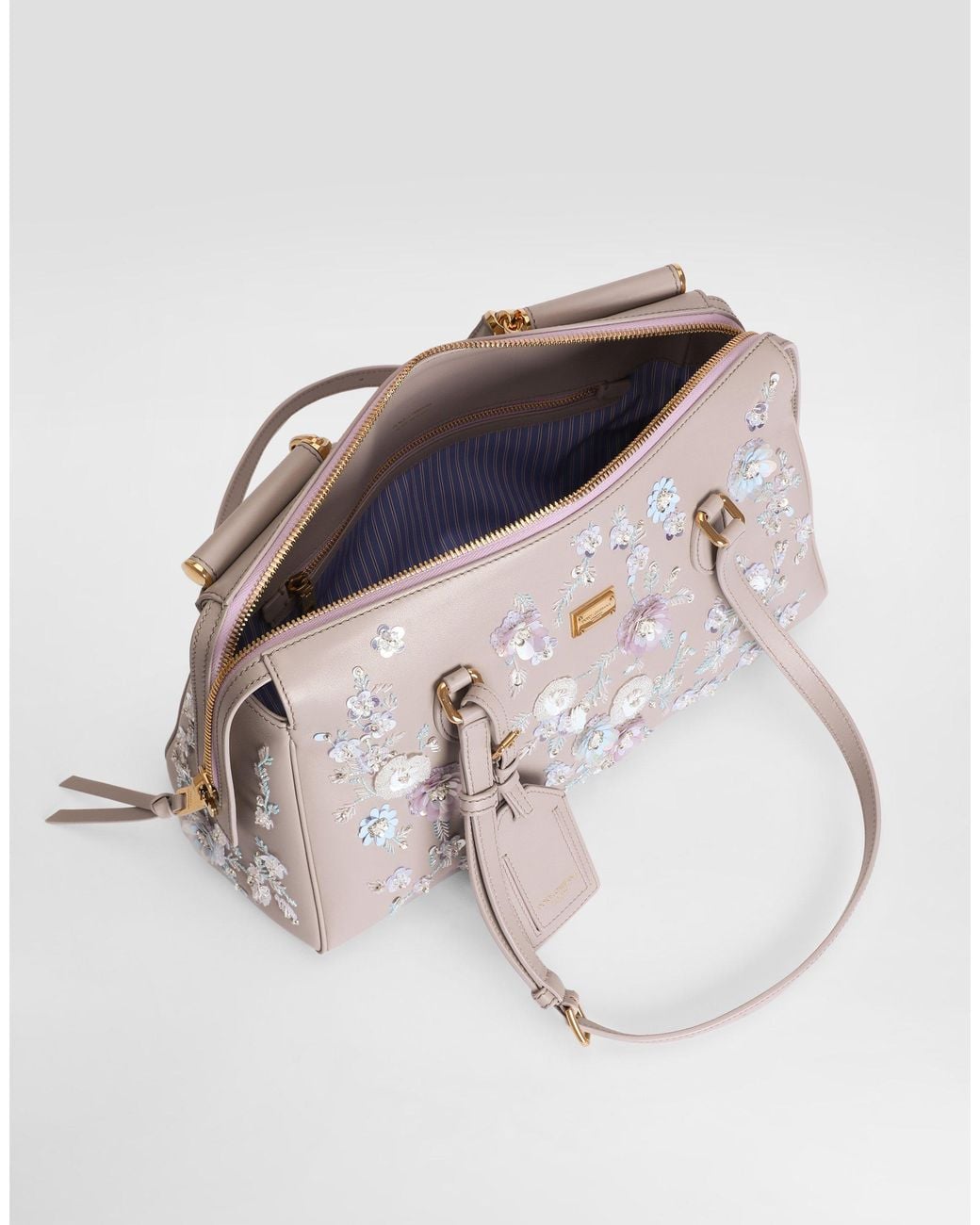 Dolce & Gabbana Natural Medium Vittoria Handbag With Embroidery