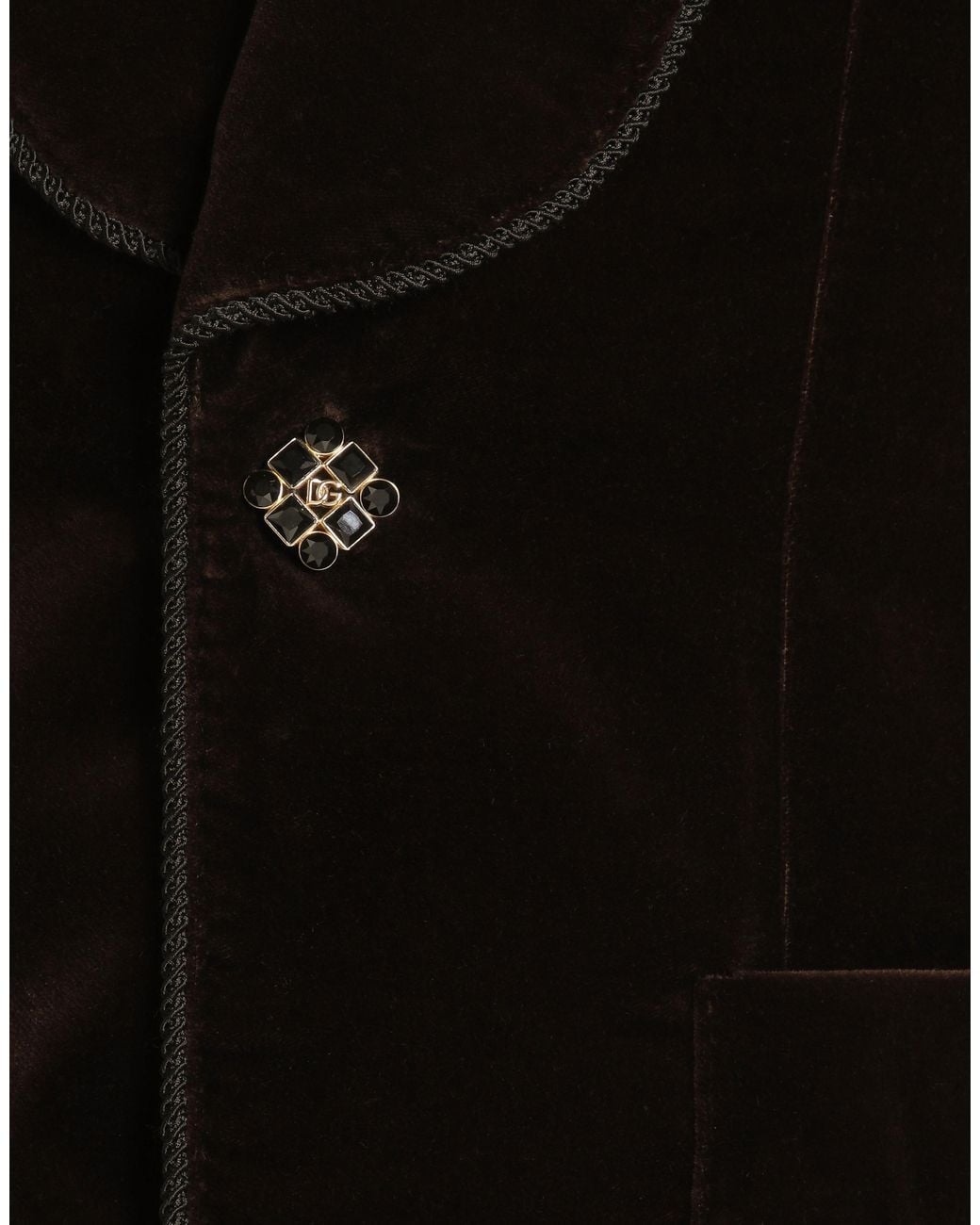 Dolce & Gabbana Black Single-Breasted Velvet Jacket for men