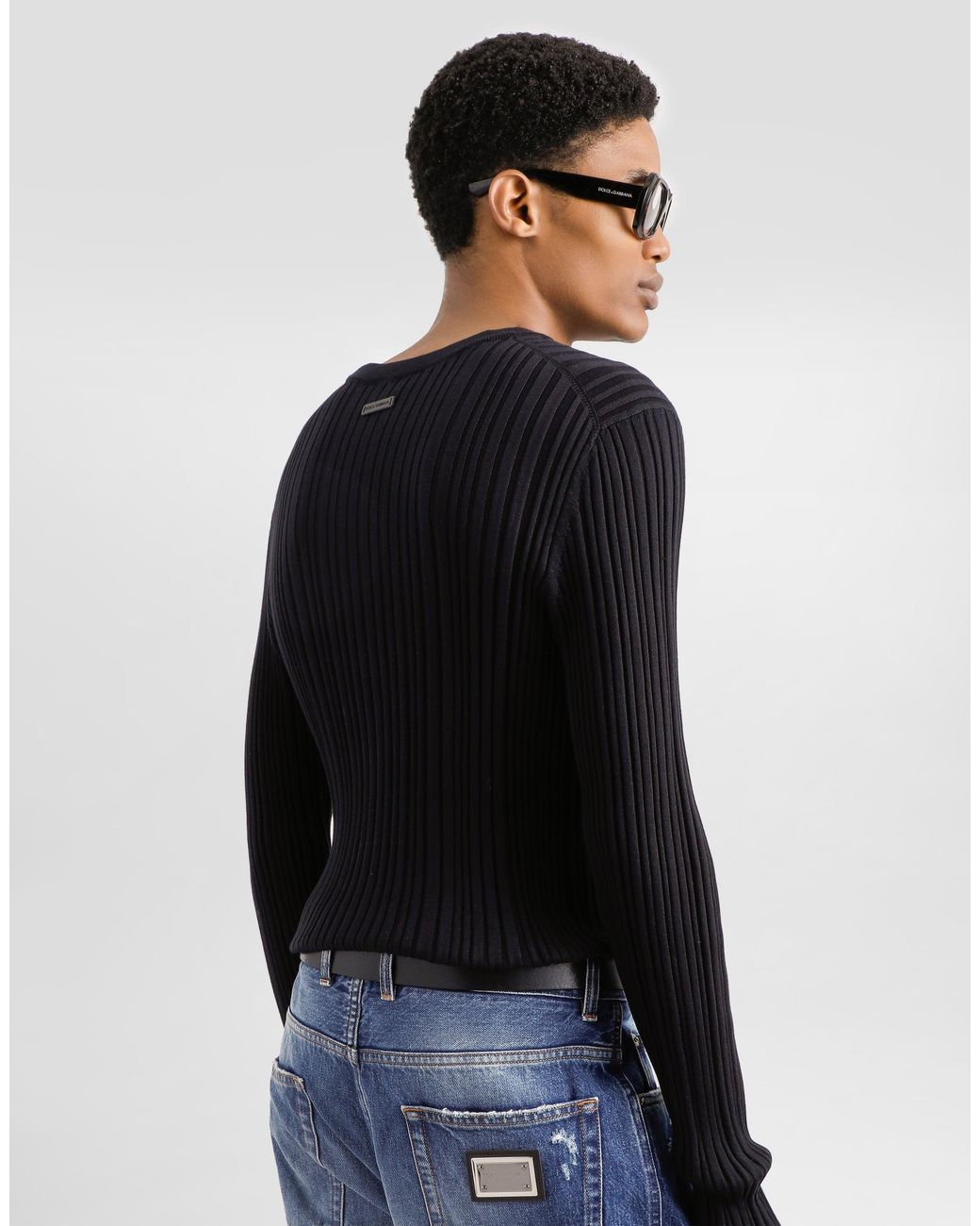 Dolce & Gabbana Black Silk And Cotton Pullover for men