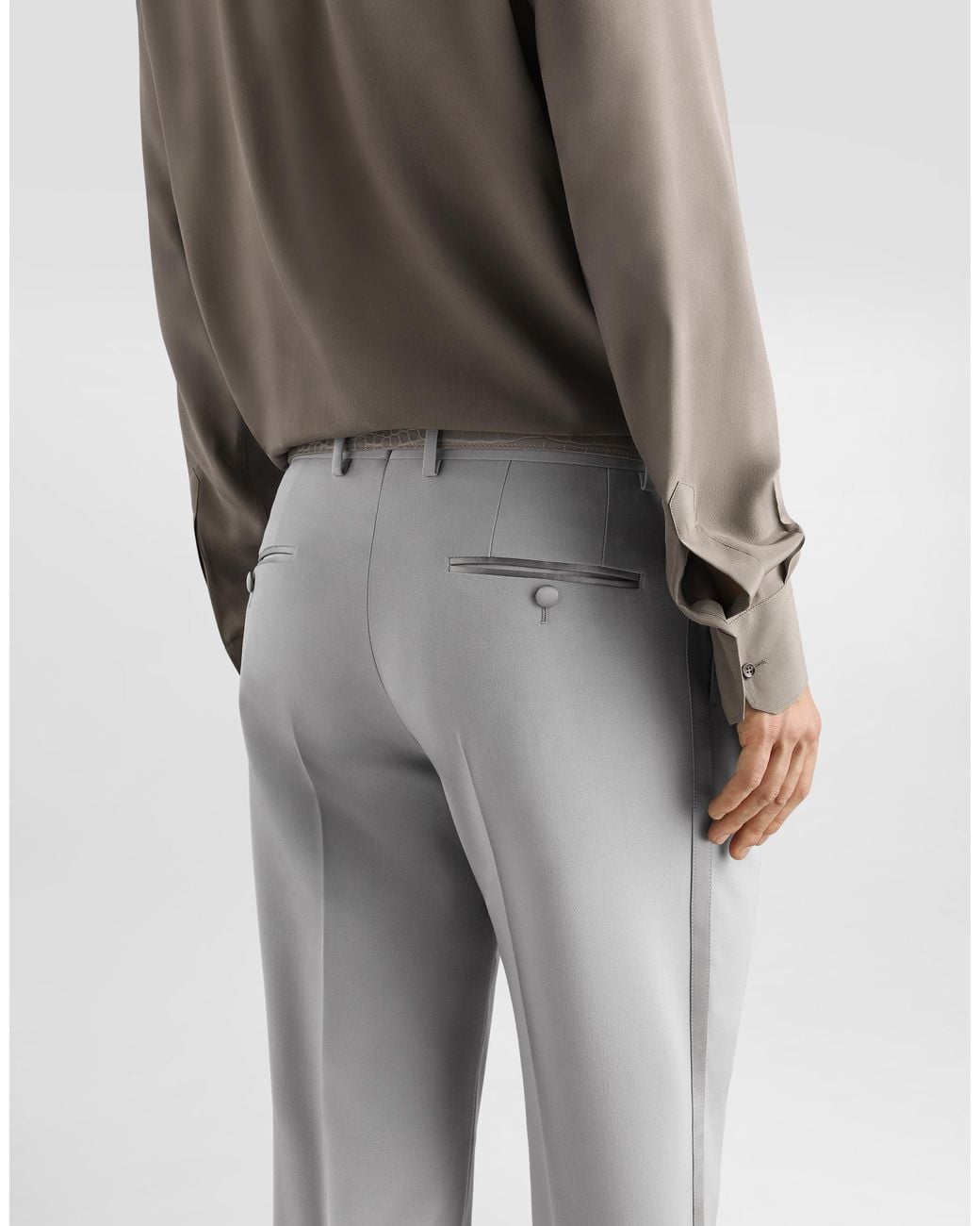 Dolce & Gabbana Gray Micro-Rib Trousers for men