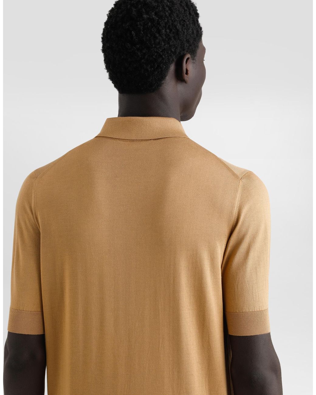 Dolce & Gabbana Natural Silk Polo-Shirt With Logo Embroidery for men