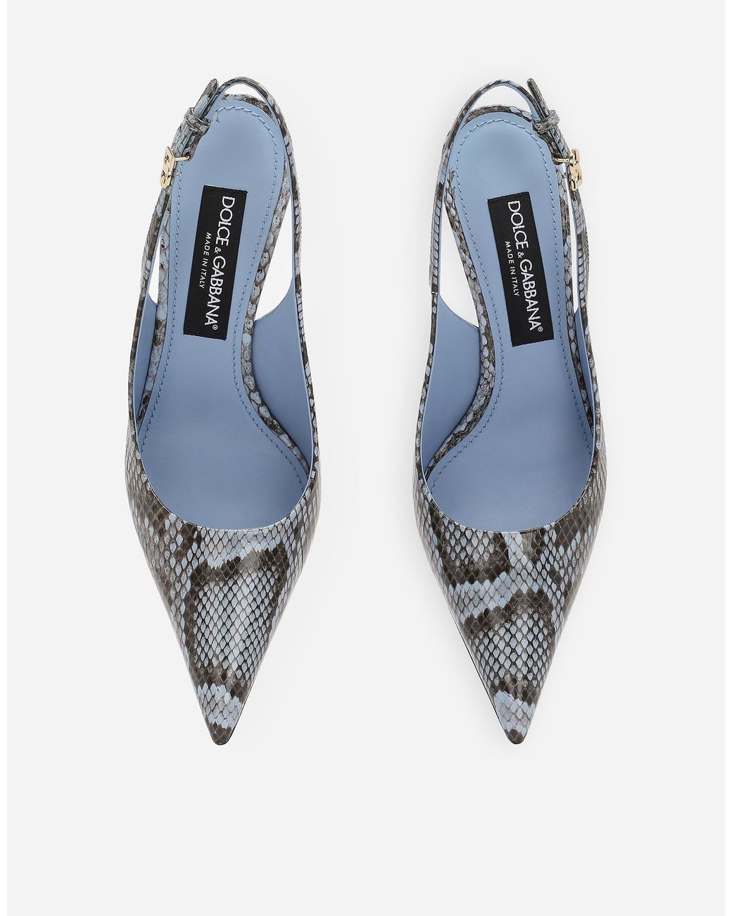 Dolce & Gabbana White Python Skin Slingbacks