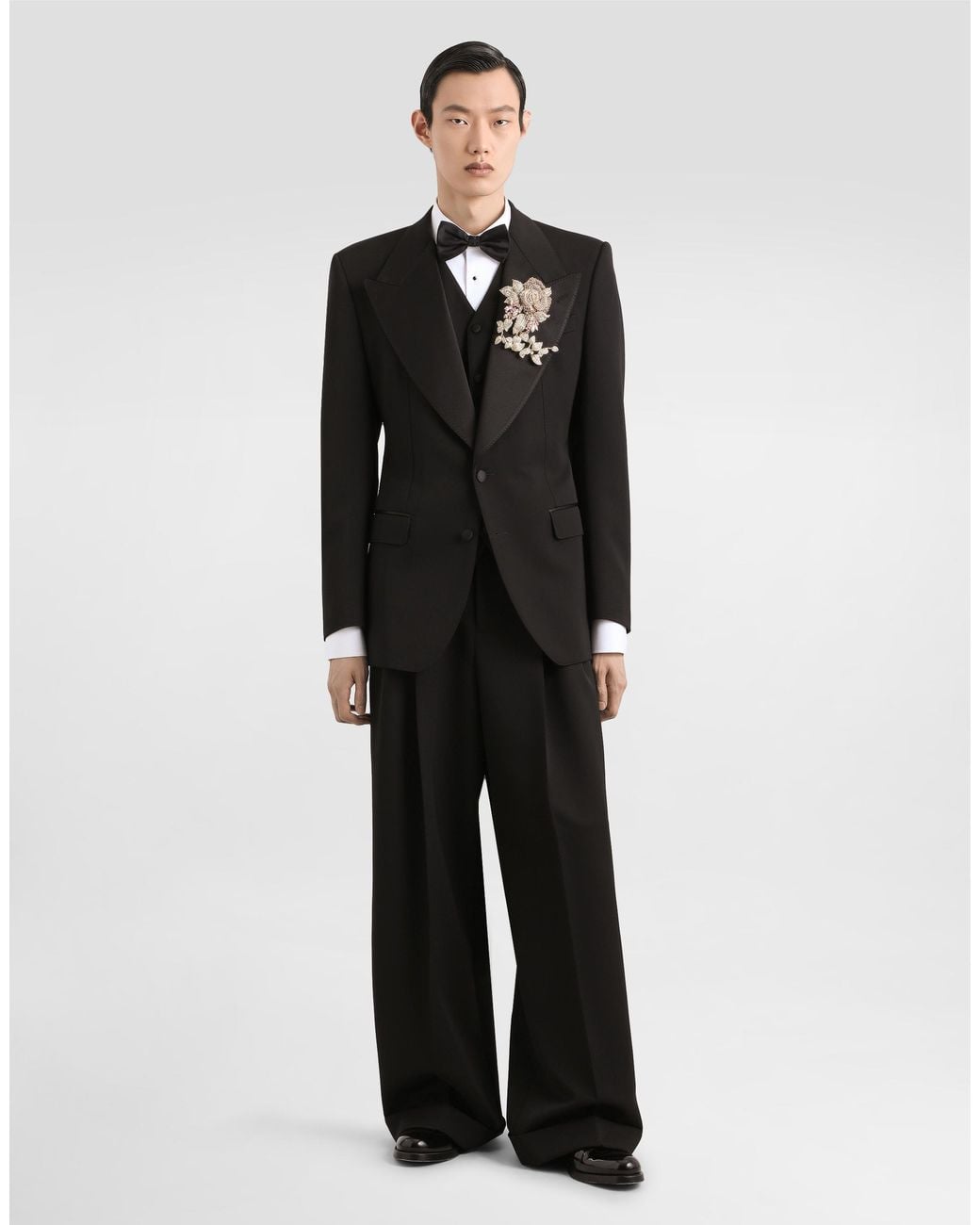 Dolce & Gabbana Black Single-Breastedwool And Silk Blend Jacket for men