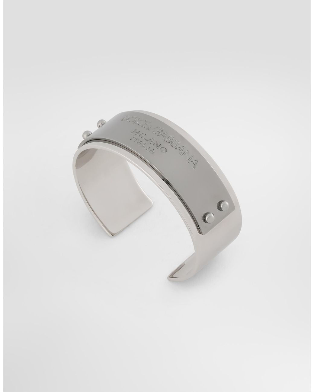 Dolce & Gabbana Gray Logo-Engraved Bangle for men