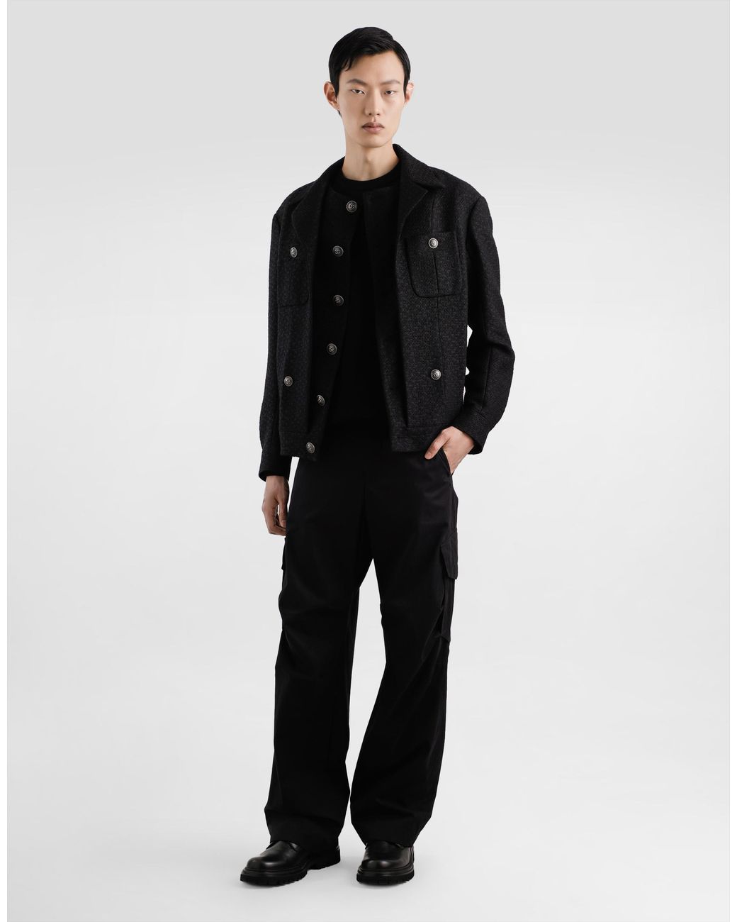 Dolce & Gabbana Black Crew Neck Wool Pullover for men