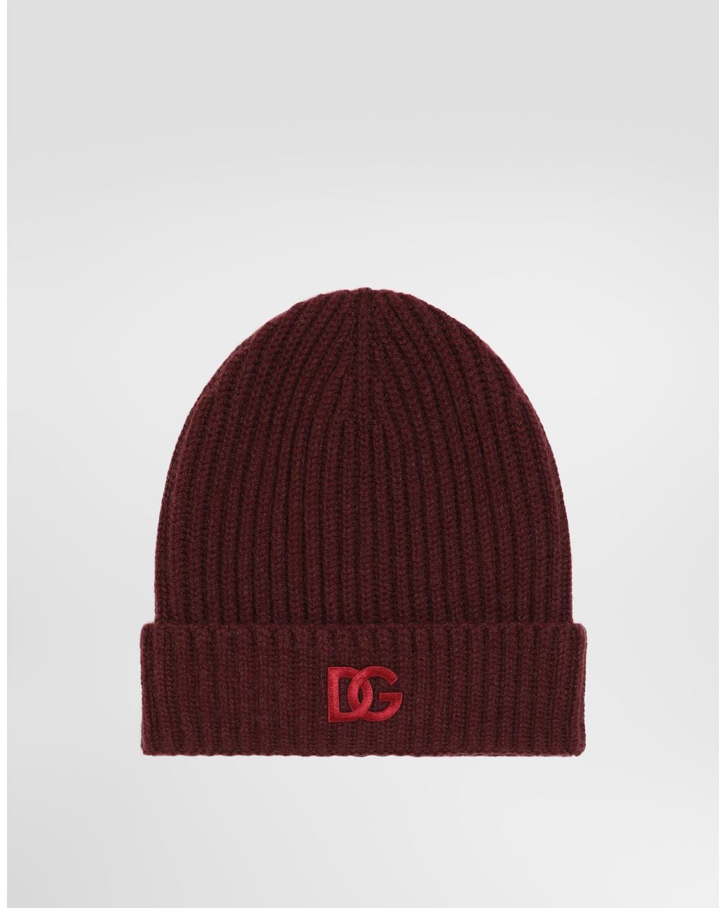 Dolce & Gabbana Red English Rib Knit Hat