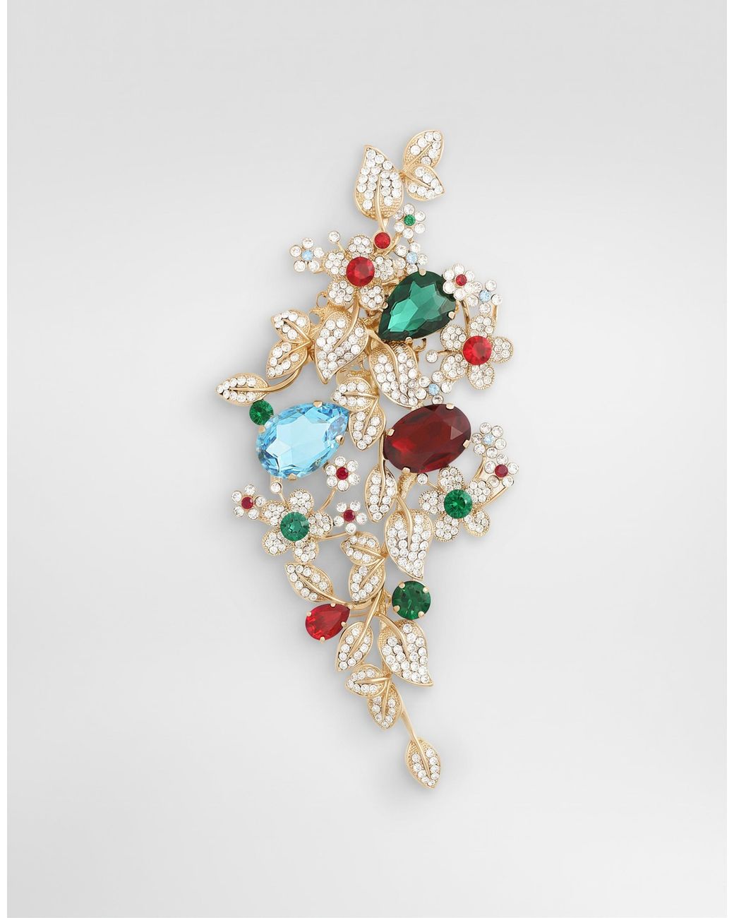 Dolce & Gabbana White Maxi Floral Brooch With Rhinestones for men