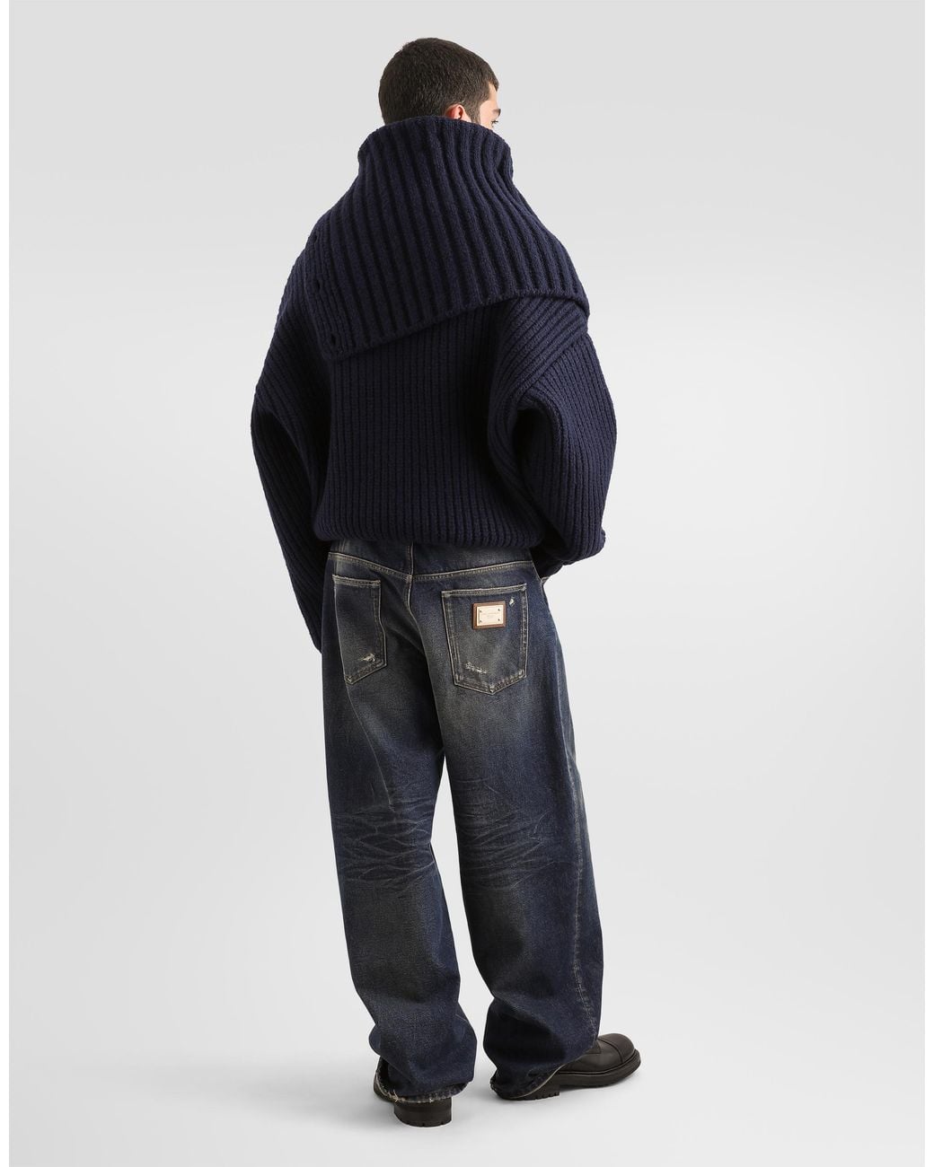 Dolce & Gabbana Blue Wool Turtleneck for men
