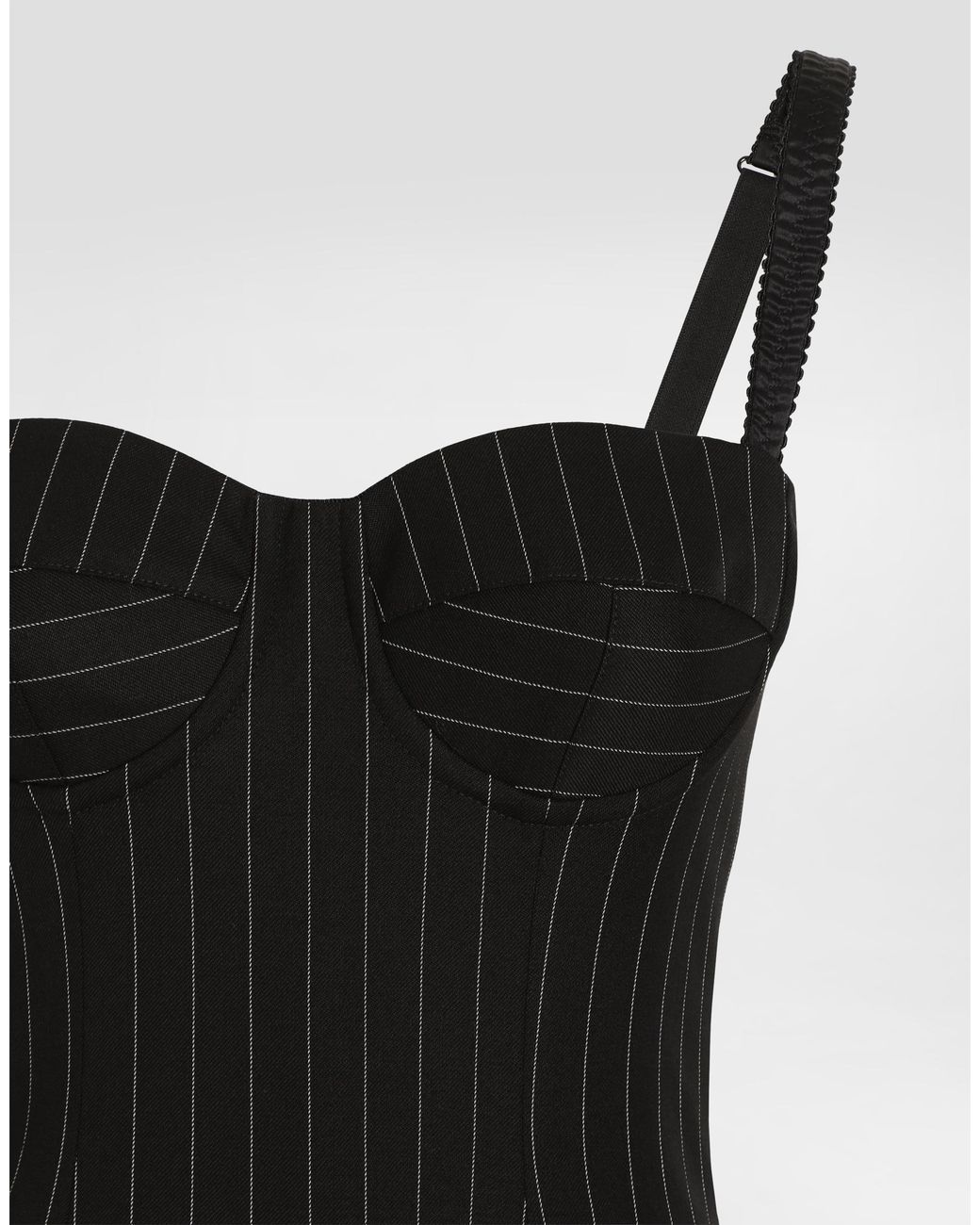 Dolce & Gabbana Black Pinstripe Wool Dress