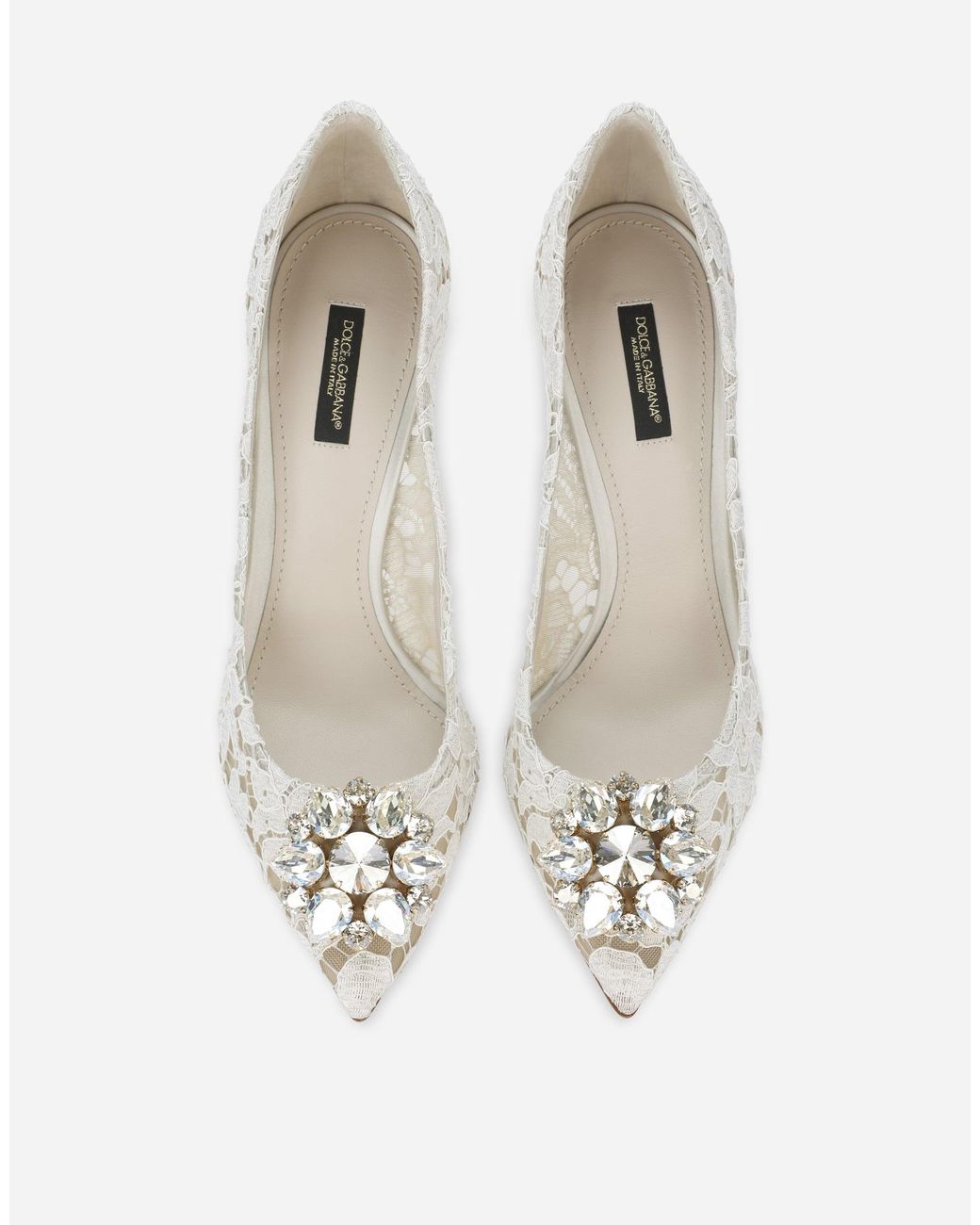 Dolce & Gabbana White Pump In Taormina Lace With Crystals