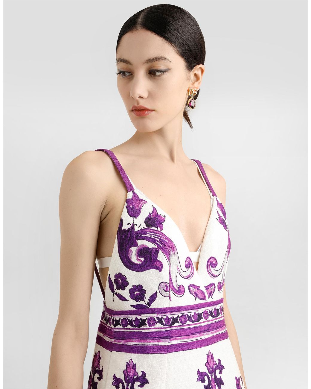 Dolce & Gabbana Purple Majolica-Print Dress