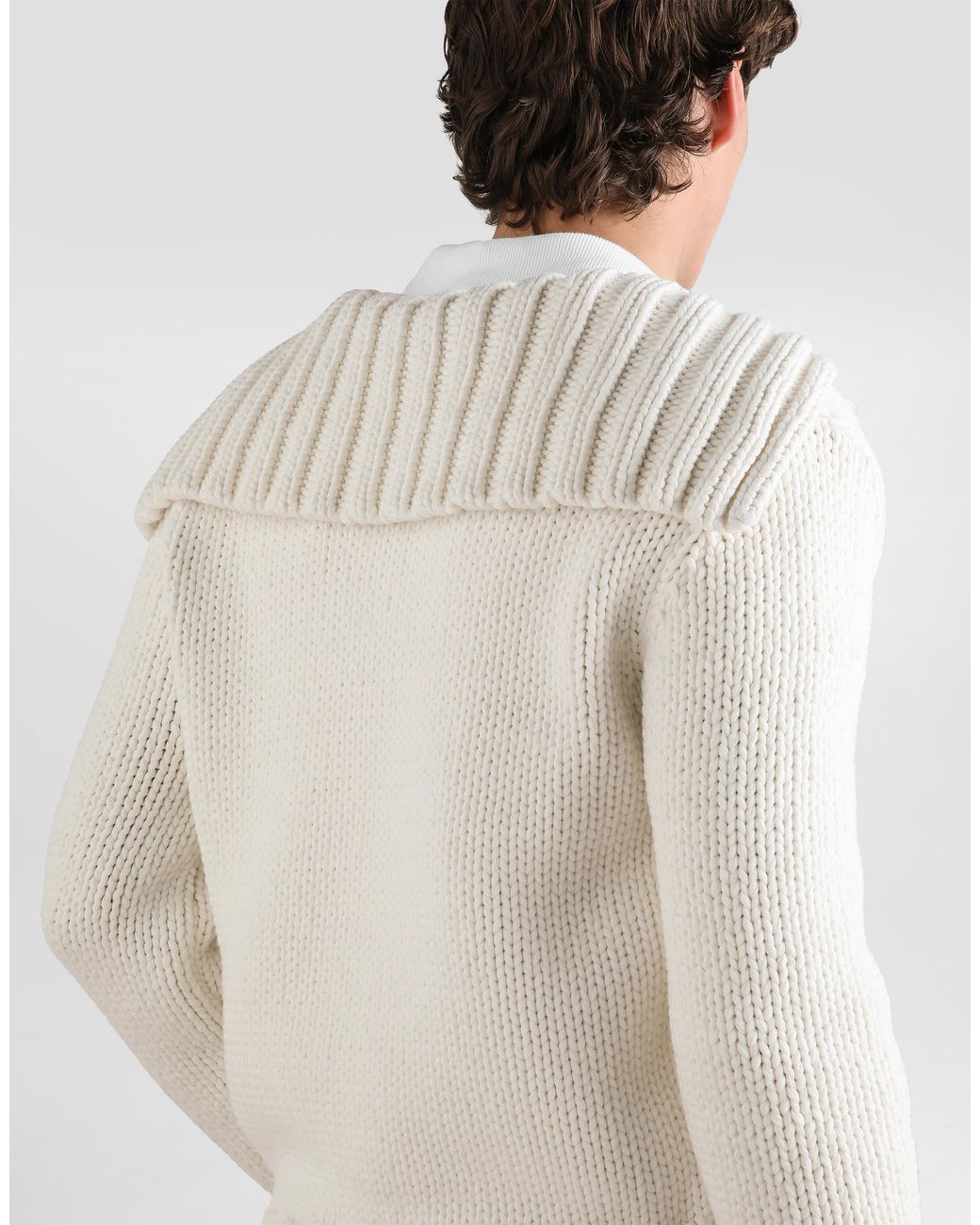 Dolce & Gabbana Natural Smooth Knit Pullover With Logo for men
