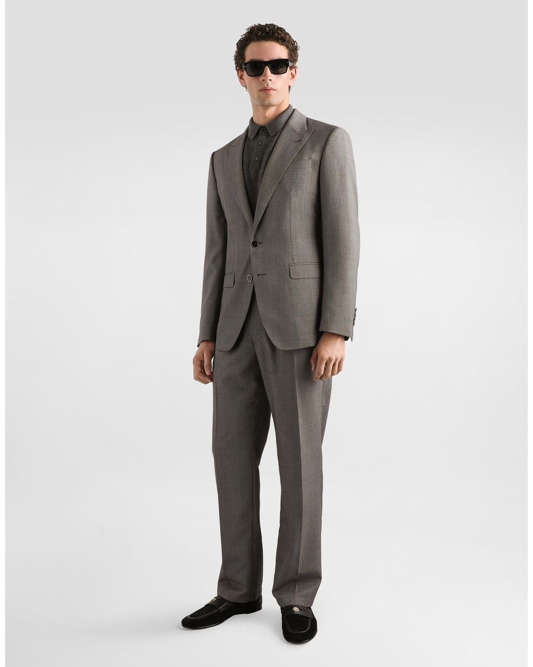 Dolce & Gabbana Gray Virgin Wool Polo Shirt for men