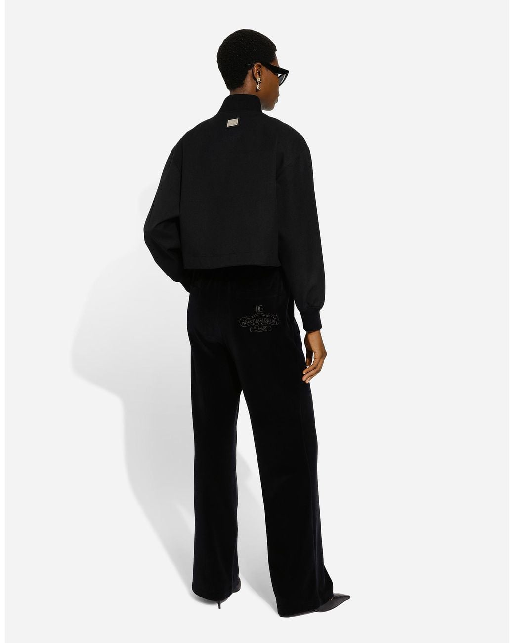 Dolce & Gabbana Black Cotton Chenille Jogging Pants With Dg Logo