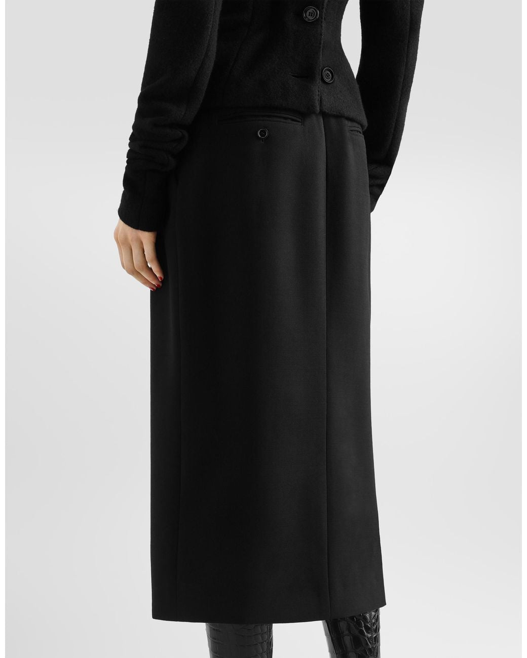 Dolce & Gabbana Black Double Wool Crêpe Skirt