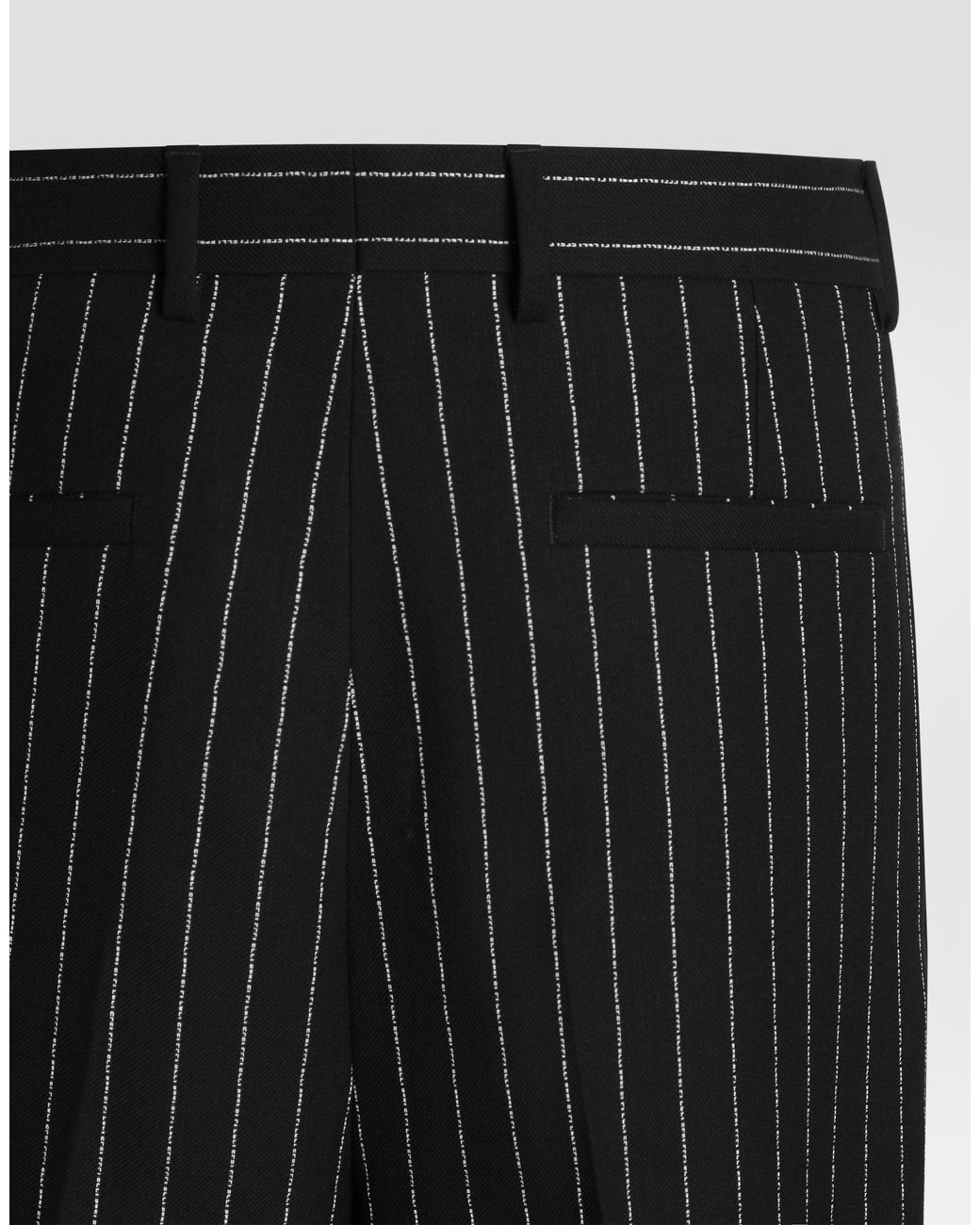 Dolce & Gabbana Black Pinstripe Virgin Wool Trousers for men