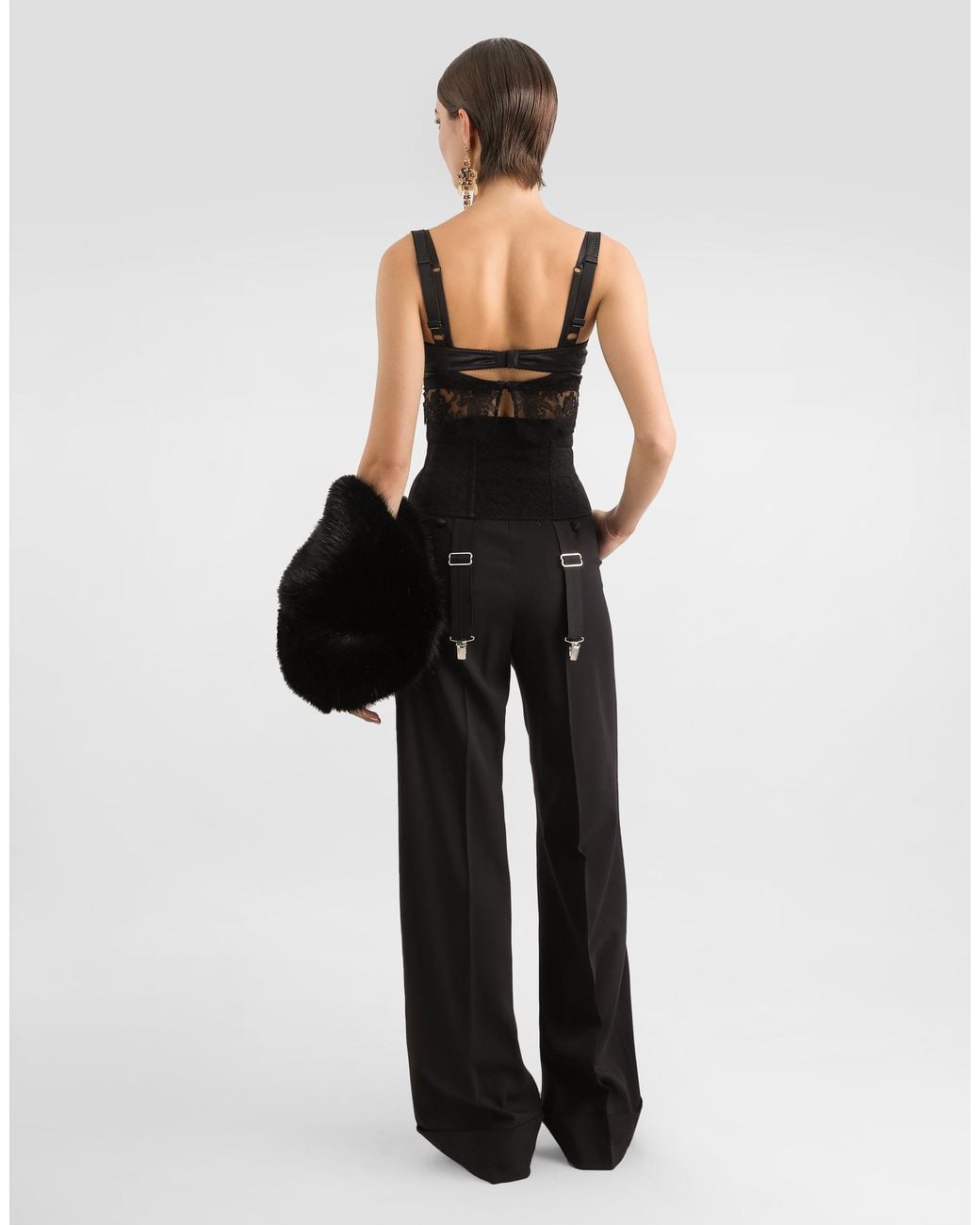 Dolce & Gabbana Black Flared Woolen Pants