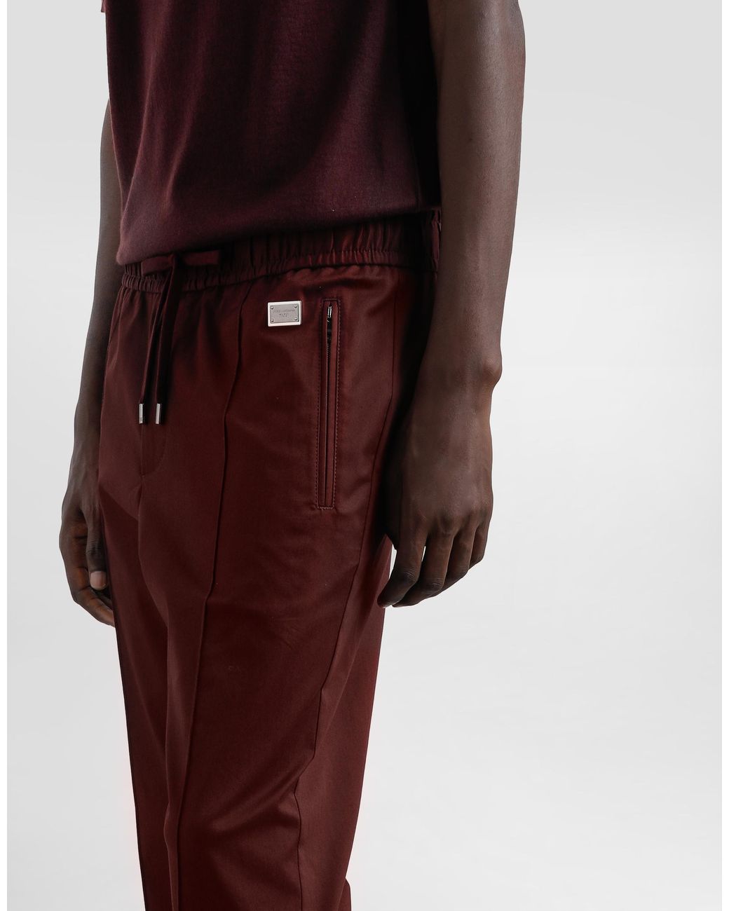 メンズ Dolce & Gabbana ロゴプレート コットン ジョギングパンツ Red