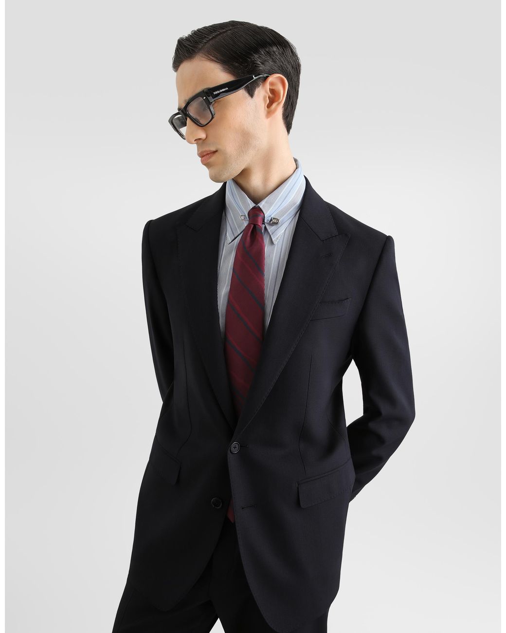 Dolce & Gabbana Blue Single-Breasted Martini Light Wool Gabardine Suit for men