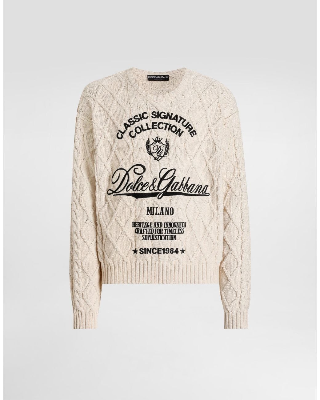 Pullover With Interwoven Pattern Dolce & Gabbana pour homme en coloris White