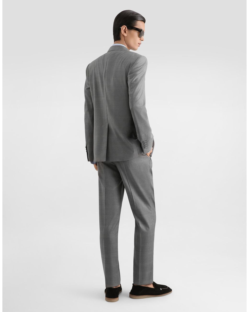 Dolce & Gabbana Gray Double-Breasted New Martini Glen Plaid Jacket for men