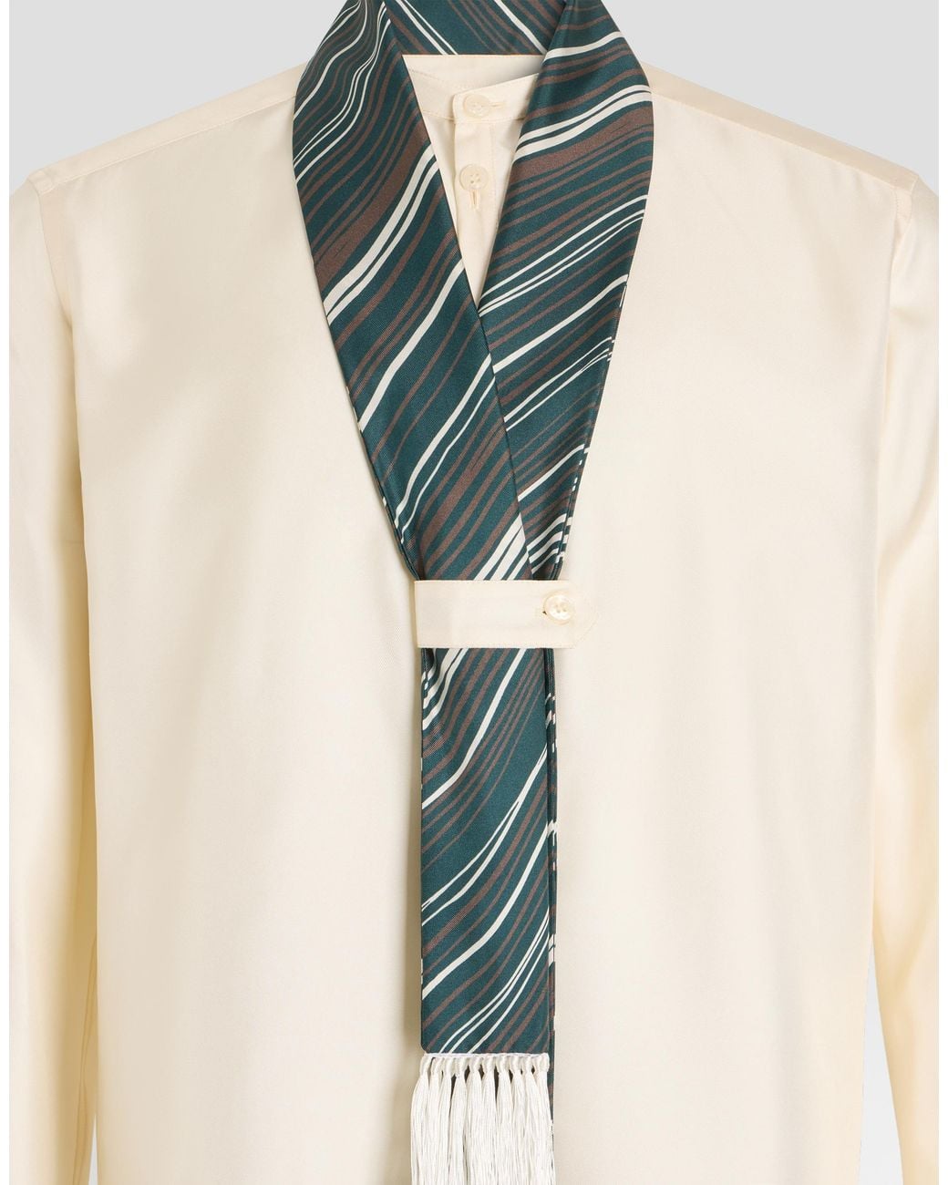 Dolce & Gabbana White Silk Twill Shirt for men