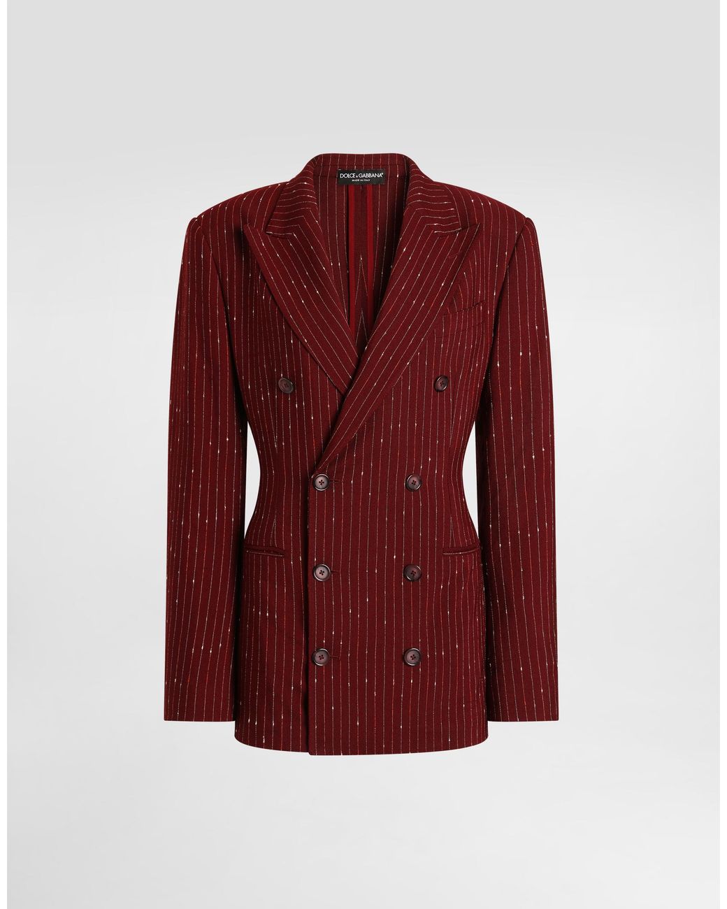 Dolce & Gabbana Red Double-Breasted Pinstriped Taormina Jacket