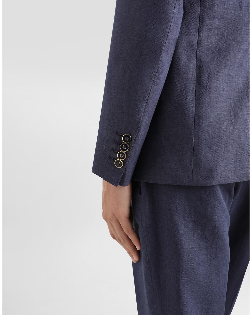 Dolce & Gabbana Blue Linen Sicilia-Fit Jacket for men