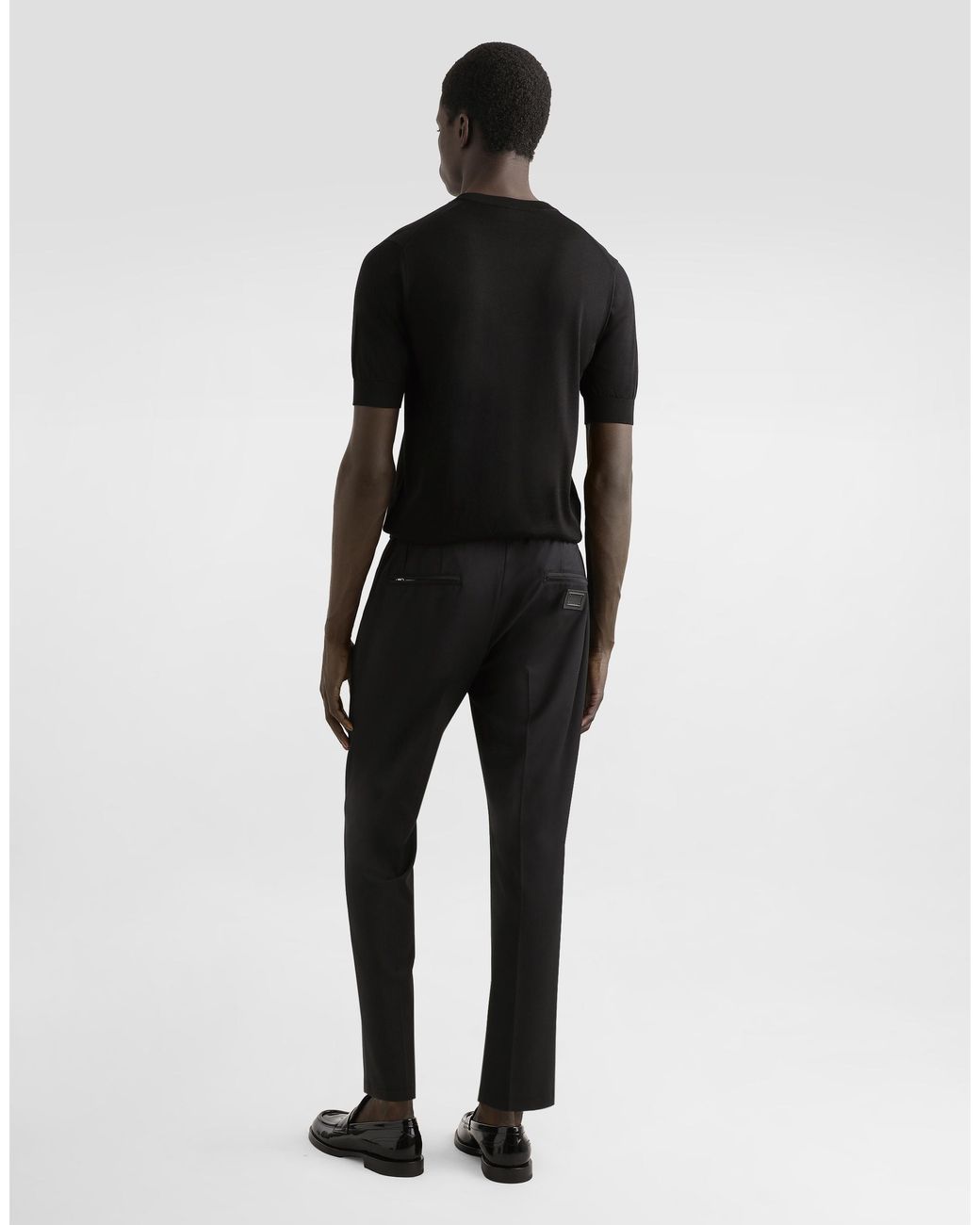 Dolce & Gabbana Black Silk Round-Neck Sweater With Dg Embroidery for men