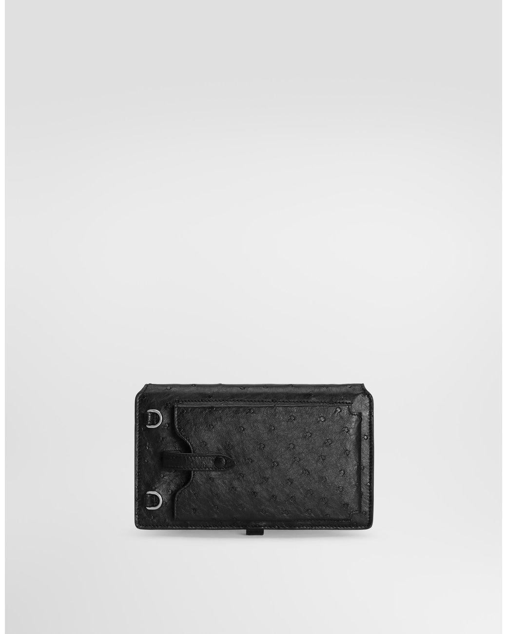 Dolce & Gabbana Black Ostrich Leather Crossbody Minibag for men