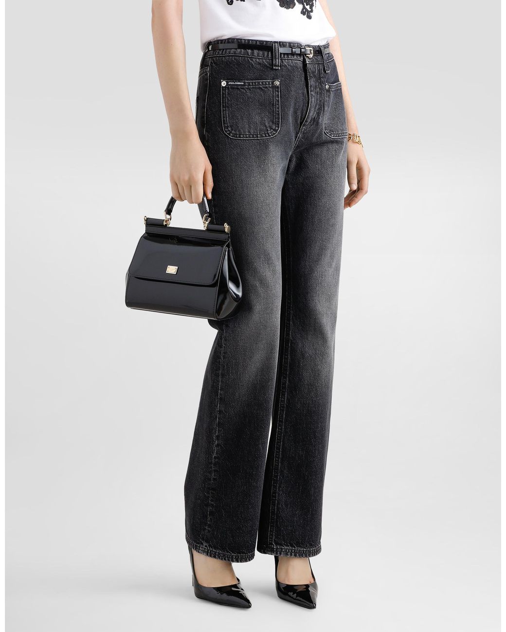 Dolce & Gabbana Gray Flared Denim Jeans