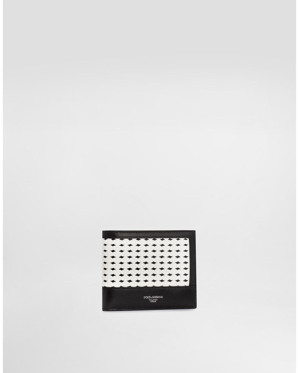 Dolce & Gabbana White Woven Plongé Calfskin Wallet for men