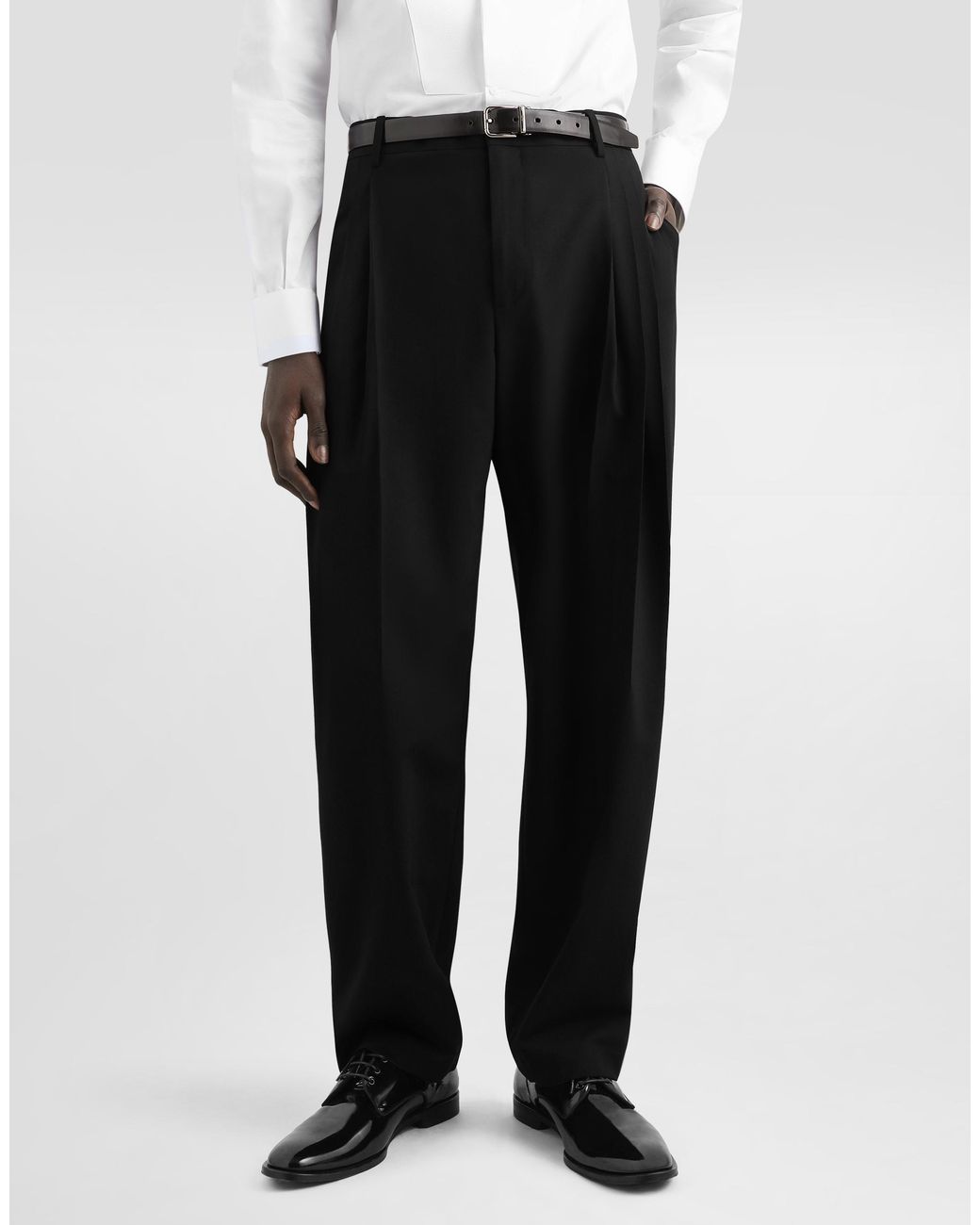 Dolce & Gabbana Black Wool Trousers for men