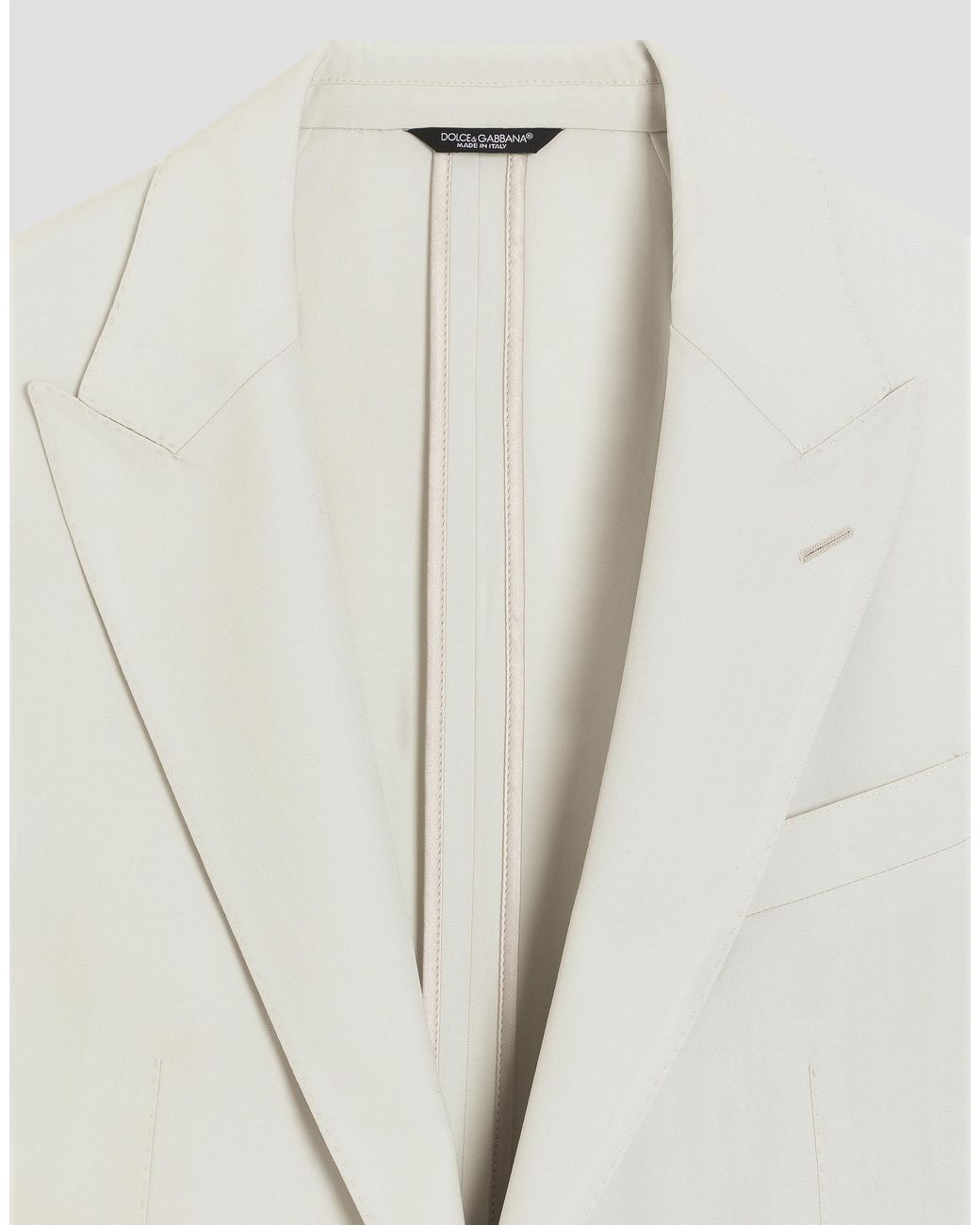 Dolce & Gabbana White Single-Breasted Wool Poplin Jacket for men
