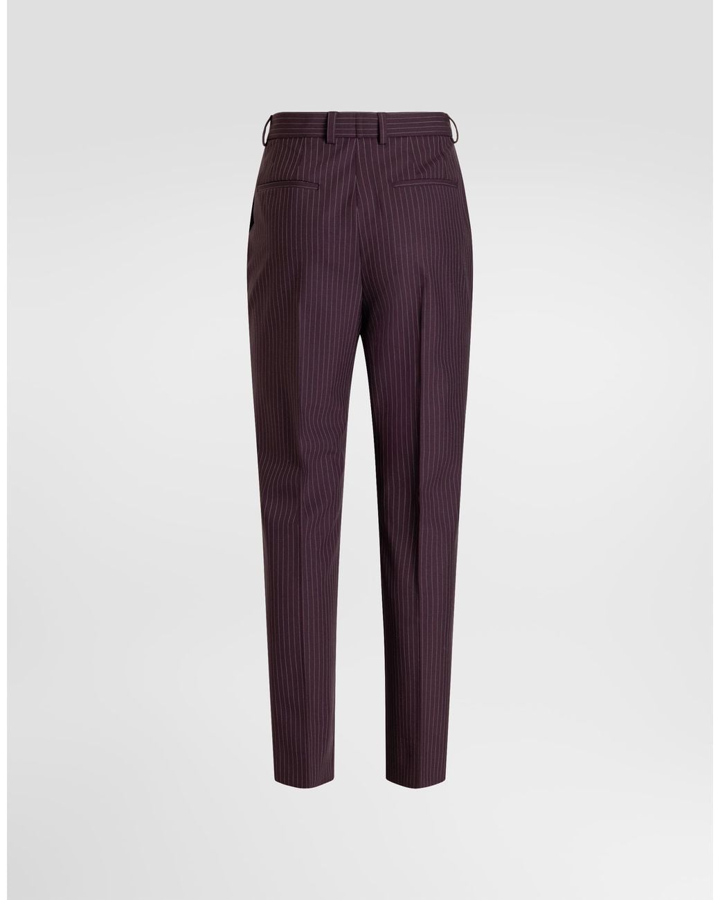 Dolce & Gabbana Purple Pinstripe Wool Trousers