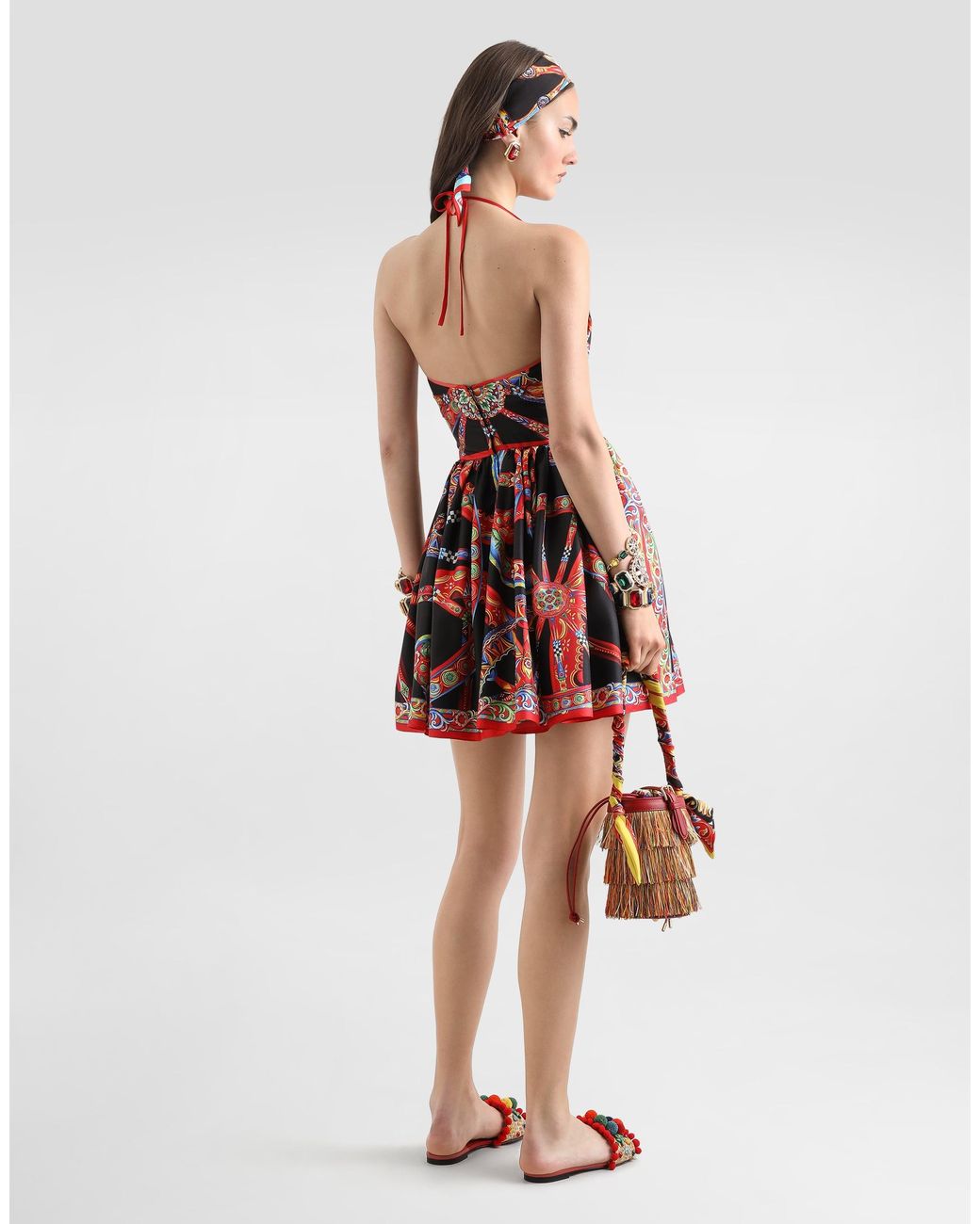 Robe En Twill De Soie À Imprimé Carretto Dolce & Gabbana en coloris Red