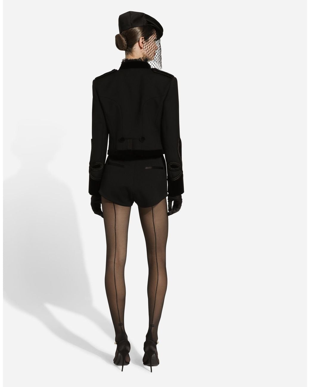 Dolce & Gabbana Black Double Wool Gabardine Tailcoat With Epaulets