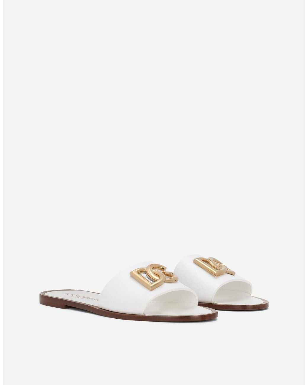 Dolce & Gabbana White Calfskin Sliders