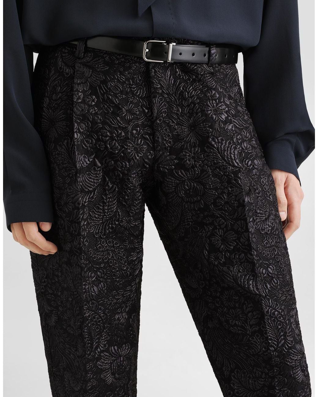 Dolce & Gabbana Black Brocade Trousers for men
